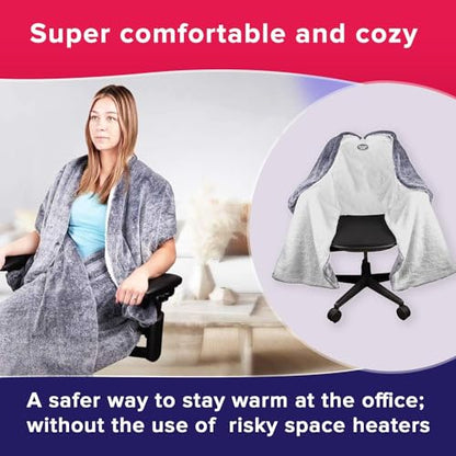 The Original Office Chair Blanket by SnuggleBack; Cozy Comfy Office Desk Chair Wrap Attaches for Hands-Free Warmth. Stay Warm In The Winter or Summer. (Buffalo Plaid Patterned Fleece) - color: Buffalo Plaid
