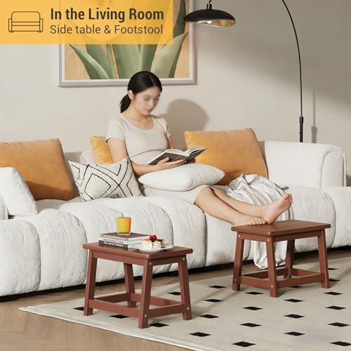 Wooden Step Stool, Foot Stool, Shoe Bench, Small Side End Table, Small Sofa Foot Stool for Bathroom Living Room Bedroom Kitchen Entryway Modern Sturdy 16.5x11x11.8inchs (Coffee) - color: Coffee, size: Small
