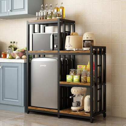 BRIGHTSHOW Kitchen Storage Shelf Bakers Rack, 6-Tier Coffee Bar Table, Kitchen Microwave & Mini Fridge Stand Shelves for Spices, Pots and Pans (52 x 40 x 17.5inch) (Brown no Wheels) - color: Brown No Wheels