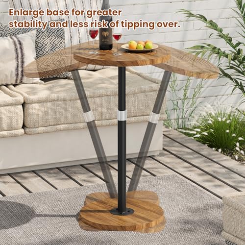 Asgolion Round Side Table Set of 2, Adjustable-Height Small Drink Table, Pedestal Martini Stand, Weighted Base Cocktail Table Accent Nightstand for Living Room, Bedroom, Bathroom, Office, Walnut - color: Walnut, size: 11.8"D x 11.8"W x 30"H