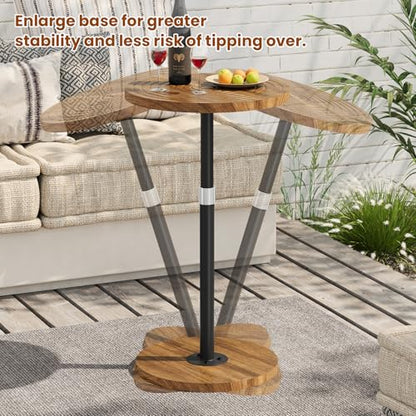 Asgolion Round Side Table Set of 2, Adjustable-Height Small Drink Table, Pedestal Martini Stand, Weighted Base Cocktail Table Accent Nightstand for Living Room, Bedroom, Bathroom, Office, Walnut - color: Walnut, size: 11.8"D x 11.8"W x 30"H