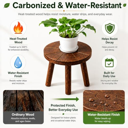 5-Piece Decorative Plant Stand Set Indoor Outdoor, 7-16 Inch Plant Stool Tables for Living Room, Balcony, Patio, Porch, Multi-Level Plant Display Furniture