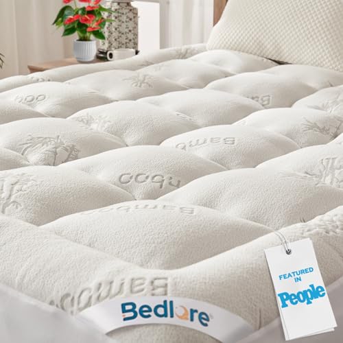 BEDLORE Full Size Mattress Topper Viscose Derived from Bamboo, Thick Pillow Top Mattress Pad with Stretchable Pockets for 6-15 inches Mattress, Breathable Mattress Topper for Back Pain Relief - color: 1 White, size: Full