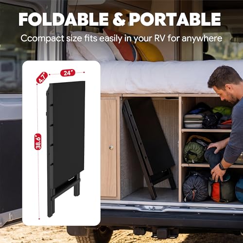 Feasto Outdoor Grill Table, Folding Prep Table, 30" x 24", Black | with Garage Rack & Tissue Holder, Foldable Pizza Oven Stand & Griddle Stand for Gathering and Party - color: Black