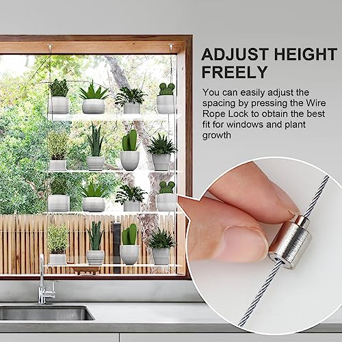 2-Pack Hanging Clear Plant Shelves for Windows, 16 Inch per Tier | Acrylic Window Wall Plant Stand Shelf for Kitchen Indoor Gardens, Flower, Herb, Seedling Organization, and Pots Display. - size: 2 Pack-4 Tier