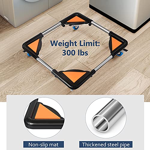 SPACECARE Mini Fridge Stand Mobile Roller, Adjustable Furniture Dolly with 4 Locking Wheels, Heavy Duty Washing Machine Base, Universal Appliance Pedestal for Dryer and Refrigerator- Black - color: Black