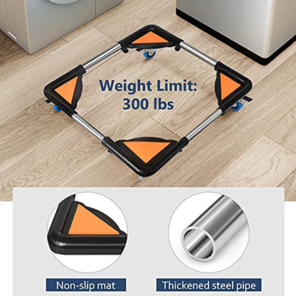 SPACECARE Mini Fridge Stand Mobile Roller, Adjustable Furniture Dolly with 4 Locking Wheels, Heavy Duty Washing Machine Base, Universal Appliance Pedestal for Dryer and Refrigerator- Black - color: Black