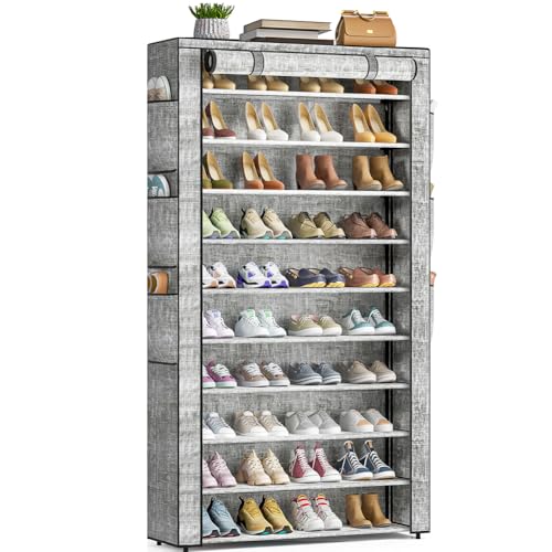 OYREL Shoe Rack 10Tier Large Capacity 50-56Pairs Beautiful Tall Shoe Shelf Free Standing Storage Cabinet Entryway Closet - color: Multi Color, size: 10Tier 33.3"W