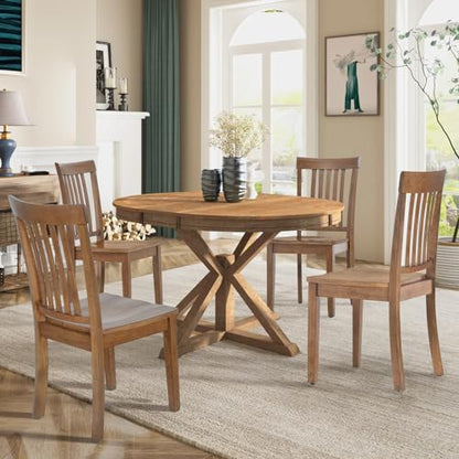 COLAMY Wooden Dining Chairs Set of 2, Farmhouse Dining Room Chairs, Windsor Spindle High Back Side Chairs, Armless Rubberwood Kitchen Table Chairs, Light Brown - color: Light Brown, size: Set of 2