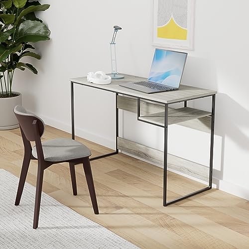FURINNO Moretti Lifestyle Study Desk, 45 Inches, French Oak Grey - color: French Oak Grey, size: 45 inches
