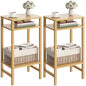 YUFAM Side Table End Table Tall Night Stand 3-Tier 2 Pack for Living Room Bedroom Bathroom Office Furniture Natural - color: Natural, size: 3 Tier
