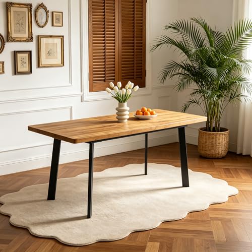 Extendable Dining Table for 6 to 8 People, 63" to 78.7" Modern Kitchen Table with Removable Extension Leaf, MDF Expandable Dining Room Table Compact for Small Spaces, Walnut - color: 63'' - 78.7'' Walnut Table