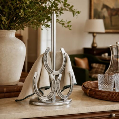 Arthur Court Horseshoe Paper Towel Holder - Decorative Aluminum Equestrian Kitchen Accessory - 12.5 Inch Tall - size: Horseshoe
