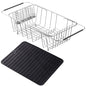 NiuYichee Stainless Steel Dish Drying Rack(14.2"L x 9.5"W x 4.1"H), Expandable Fruit & Vegetable Drain Rack over Sink, Dish Drainer Rack in Sink, with Stainless Steel Utensil Holder & 16" Silicone Mat - size: Small【14.2" X 9.5"】