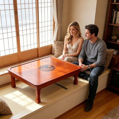 Folding Coffee Table, Japanese-Style Square Low Wood Table, for Tatami Sitting on The Floor Bedroom Bay Window Tea Room (Size : 90x70×32cm) - size: 35.4x27.6×12.6IN