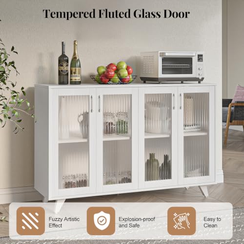 Panana Kitchen Buffet Server Table Accent Sideboard Cupboard Server Buffet Console Table with Doors Cabinet (49inch, White) - color: White, size: 49inch