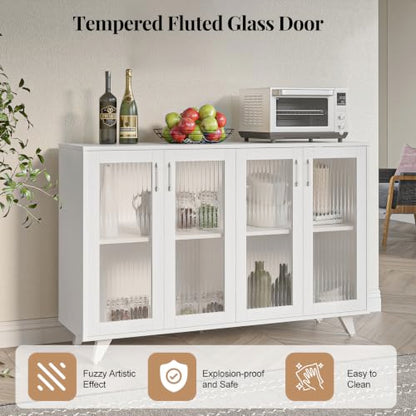 Panana Kitchen Buffet Server Table Accent Sideboard Cupboard Server Buffet Console Table with Doors Cabinet (49inch, White) - color: White, size: 49inch