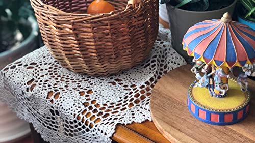 Damanni Beige Cotton Handmade Crochet Lace Tablecloth Doilies Table Overlay,Round,19 Inch,2PCS - size: Beige-2pc-19 Inch