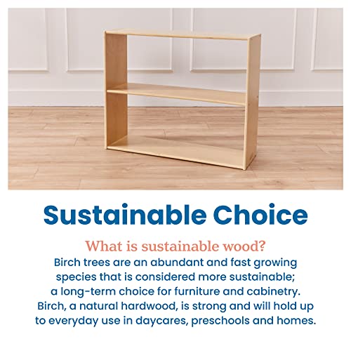 ECR4Kids Streamline 2-Shelf Double-Sided Storage Cabinet, 30in, Classroom Furniture, Natural - color: Natural
