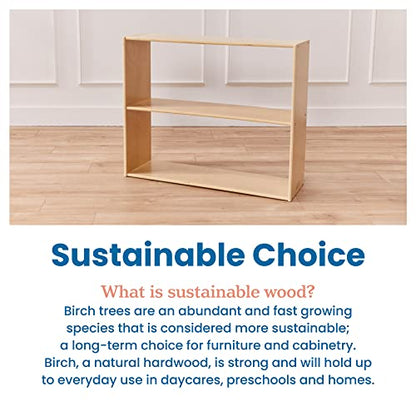 ECR4Kids Streamline 2-Shelf Double-Sided Storage Cabinet, 30in, Classroom Furniture, Natural - color: Natural
