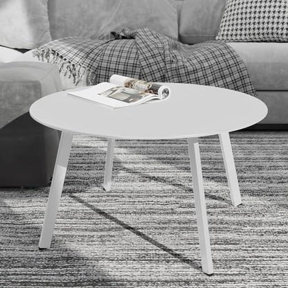 Grand patio 28-inch Outdoor Steel Coffee Table, Round Patio Side Table, Great for Backyard Patio Deck, White - color: White, style: 1 PC