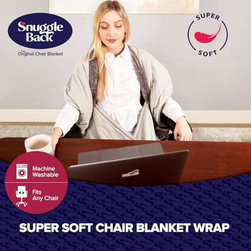 The Original Office Chair Blanket by SnuggleBack; Cozy Comfy Office Desk Chair Wrap Attaches for Hands-Free Warmth. Stay Warm In The Winter or Summer. (Blue Pattern Fleece) - color: Blue Pattern Fleece