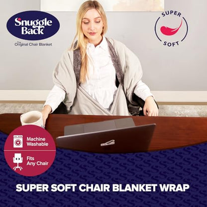 The Original Office Chair Blanket by SnuggleBack; Cozy Comfy Office Desk Chair Wrap Attaches for Hands-Free Warmth. Stay Warm In The Winter or Summer. (Blue Pattern Fleece) - color: Blue Pattern Fleece