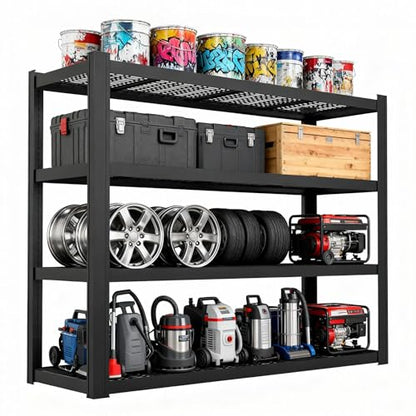 71" Wx71 H Industrial Shelving,8000LBS Garage Storage Shelves,4 Tier Adjustable Metal Shelving,Heavy Duty Shelving for Factory, Garage,Warehouse,Barn (1)