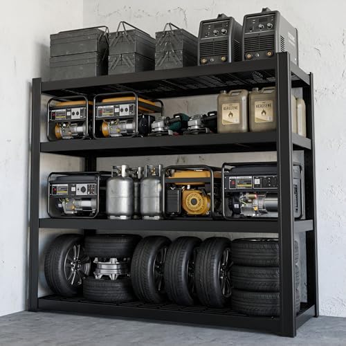 71" Wide Garage Shelving Unit, 71" W x 24" D x 71" H, Heavy Duty Garage Storage Shelves, 8000 LBS Capacity, Industrial Adjustable Shelves for Basement Warehouse - size: 4T 71" W x 24" D x 71" H