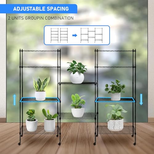 Simple Deluxe 5-Tier Storage Shelves, 21" W x 12" D x 54" H Adjustable Heavy Duty Wire Metal Shelving Unit, Black - color: Black, size: 5-Tier, 21"W x 12"D x 54"H