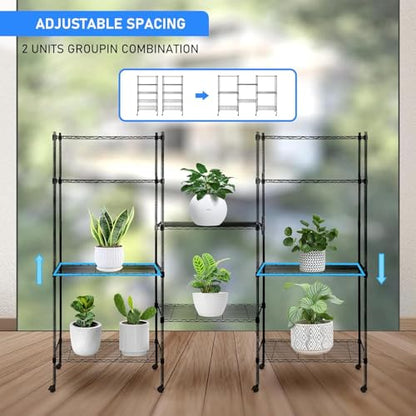 Simple Deluxe 5-Tier Storage Shelves, 21" W x 12" D x 54" H Adjustable Heavy Duty Wire Metal Shelving Unit, Black - color: Black, size: 5-Tier, 21"W x 12"D x 54"H
