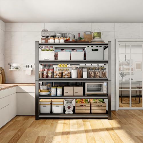 24" W Garage Shelving,5-Tier Heavy Duty Shelving Unit,3000LBS Adjustable Metal Storage Shelves,Storage Rack Units for Industrie,Shed,Warehouse,Basement,Black,23.6" W x 15.7" D x 63" H - size: 15.7"Dx23.6"Wx63"H