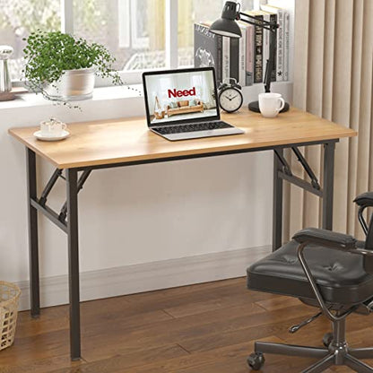 Need Office Computer Desk - 47.2L Sturdy and Heavy Duty Folding Laptop Table,Writing Table/Home Office Desk/Sewing Table,No Assembly Required (Teak Color) AC5BB12060 - color: Teak & Black Frame, size: 47inch