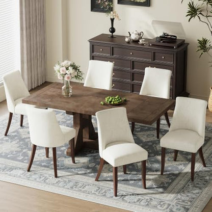 COLAMY Upholstered Dining Chairs Set of 4, Mid Century Modern Kitchen Chairs with Back, Farmhouse Fabric Side Dining Room Chairs with Wood Legs for Dining Room Restaurant, Beige - color: Beige, size: Set of 4