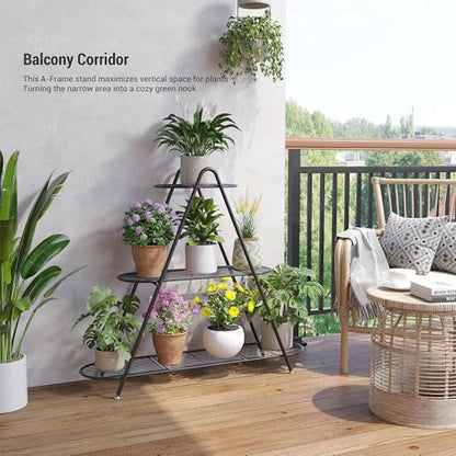 Plant stand indoor Outdoor 3-Tier plant shelf Shoe Shelf Rack Organizer | Metal Plant Rack Shelf Heavy Duty for Multiple Flower Pot Multi-Purpose for Living Room Patio Garden Entryway Balcony (Black)