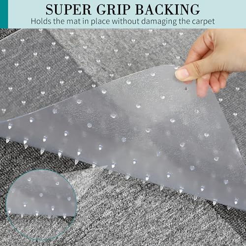 Office Chair Mat for Carpets, Clear Computer Desk Chair Mat for Low Carpeted Floors, Thick and Sturdy Carpet Protector, Easy Glide and Flat Without Curling (30" x 48" Rectangle) - size: 48" X 30" Rectangle