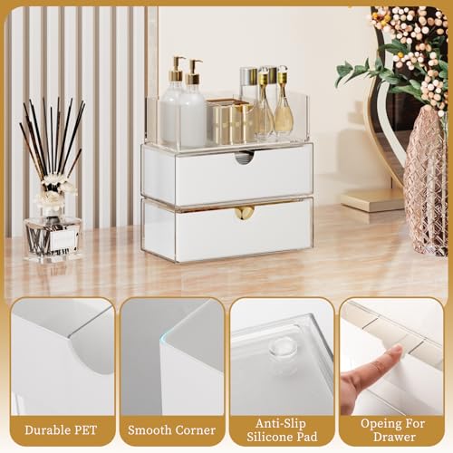 3 Tier Medicine Cabinet Organizer and Storage,Stackable Bathroom Medicine Organizer with Removable Dividers, Plastic Vanity Storage,White - size: 3 Tier White