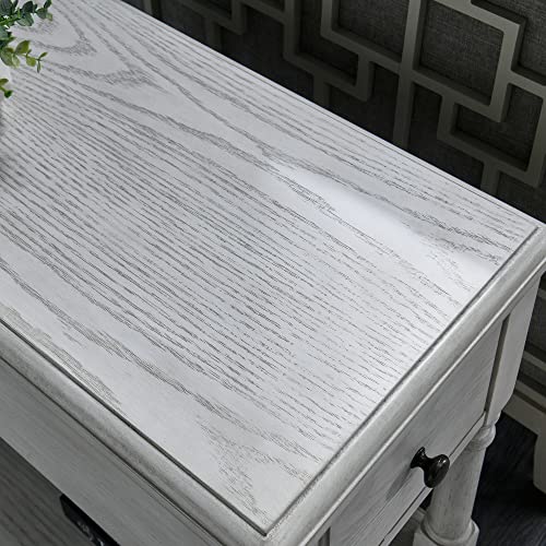 Solid Wood Narrow End Table with Drawer, Sofa Side Table with Storage Shelves, Slim Beside Table ,Telephone for Small Spaces, Living Room, Easy Assembly 22" x 13" x 22.7" AntiqueWhite BBJ004RW - color: Antique White