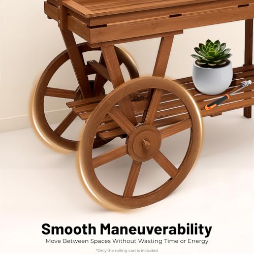 Vintage Flower Stand Cart, Vintage Wooden 3 Tier Flower Cart, Large Flower Rolling Cart for Display Candy Party Favors and Crafted Items