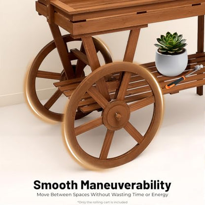 Vintage Flower Stand Cart, Vintage Wooden 3 Tier Flower Cart, Large Flower Rolling Cart for Display Candy Party Favors and Crafted Items
