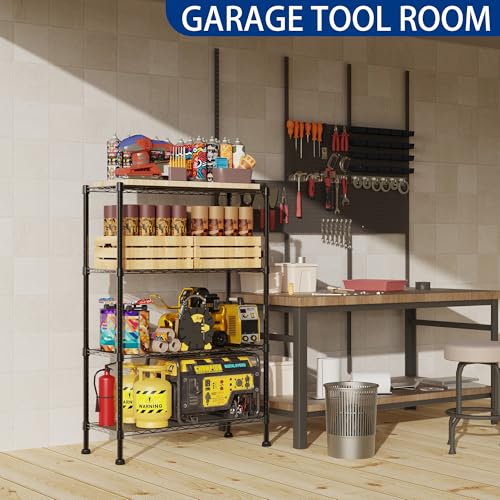 REGILLER 4-Wire Shelving Metal Storage Rack Adjustable Shelves,Standing Storage Shelf Units for Laundry Bathroom Kitchen Pantry Closet(Black,14.1" D x 30" W x 54" H) - size: 4tier 14.1"D x 30"W x 54"H