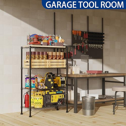 REGILLER 4-Wire Shelving Metal Storage Rack Adjustable Shelves,Standing Storage Shelf Units for Laundry Bathroom Kitchen Pantry Closet(Black,14.1" D x 30" W x 54" H) - size: 4tier 14.1"D x 30"W x 54"H
