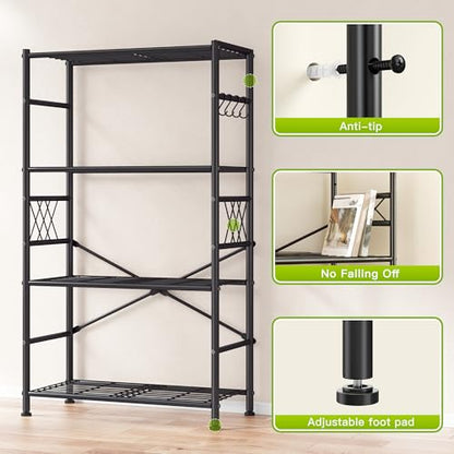 DurayLoly Wire Shelving with Hooks,Metal Shelving Units Shelf Organizer,Wobble-Free Garage Shelving with Adjustable Leveling Feet for Kitchen Pantry Laundry Bathroom Closet Dorm - size: 30" W x 12" D x 60" H (4T)
