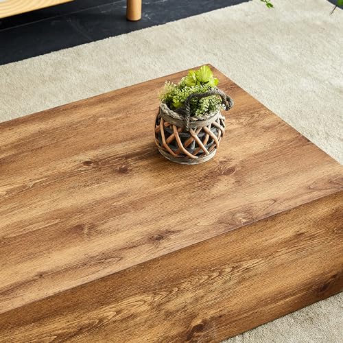 39" Rectangular Compact Coffee Table,Small Cube End Table,Modern Side Table with Stylish Wood Grain Pattern,Minimalist Accent Table for Living Room,Office,Apartment,Nightstand(Log Wood,39") - color: Log Wood,39"