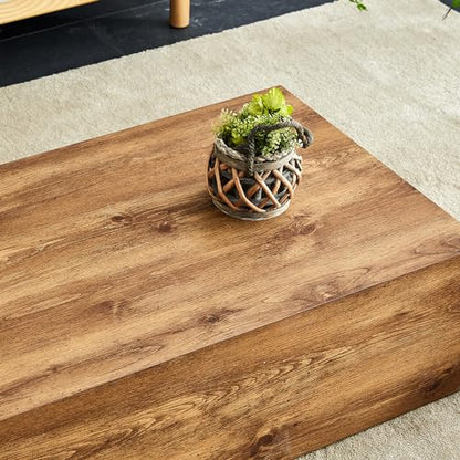 39" Rectangular Compact Coffee Table,Small Cube End Table,Modern Side Table with Stylish Wood Grain Pattern,Minimalist Accent Table for Living Room,Office,Apartment,Nightstand(Log Wood,39") - color: Log Wood,39"