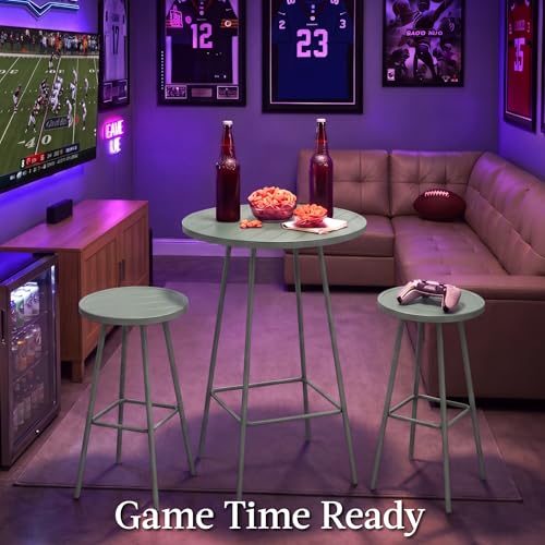 Best Choice Products 3-Piece Patio Dining Set, Bar Height, Outdoor Bistro Set, Outdoor Round Bar Table w/ 2 Bar Stools, Steel - Sage - color: Sage