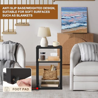 YGYQZ Rattan Side Table, Narrow End Table for Couch, Tall Nightstand for Small Space，Slim Night Stand with Storge, Living Room, Bedroom, Office,Modren,Black - color: Narrow-black
