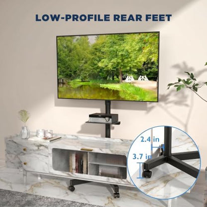 Mobile TV Stand with Tilt & Rolling Wheels, Fits 23–65 Inch LED LCD TVs, Portable TV Cart with Adjustable Media Shelf, Holds 99 lbs (Max VESA 400x400mm) for Living Room, Bedroom, Office - size: Style 4 15"D x 17"W x 57.7"H