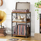 Simple Trending Record Player Stand, Turntable Stand with Vinyl Storage Holds Up to 200 Albums, Record End Table for Living Room, Rustic Brown - size: Upgraded Model
