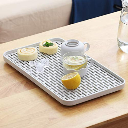 Cup Drying Rack & Dish Drying Tray, Drain Board for Small Kitchen Sink, Dish Drain Tray Large Enough for Counter or Coffee Table, Big White Dish Drying Mat - size: 8.85W x 15.35L